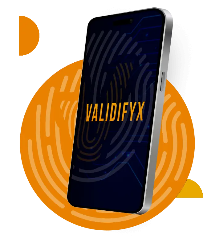Validifyx identity verification app shown on a smartphone